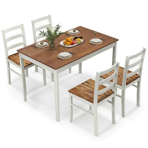 Costway 5 - Piece Solid Wood Dining Set for Kitchen