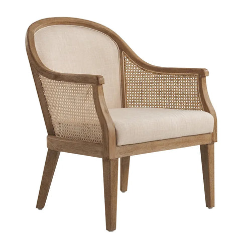 Danilo Solid Wood Armchair with Rattan Design and Sturdy Legs by HULALA HOME for Living Room, Bedroom & Office